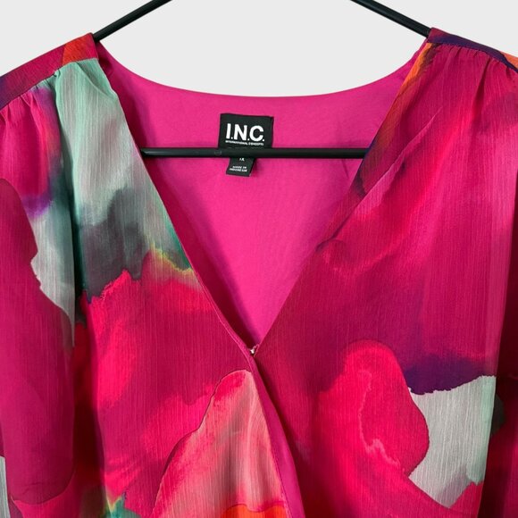 INC International Concepts Pleated-Sleeve Suplice-Neck Blouse Women's 1X New - Picture 5 of 14